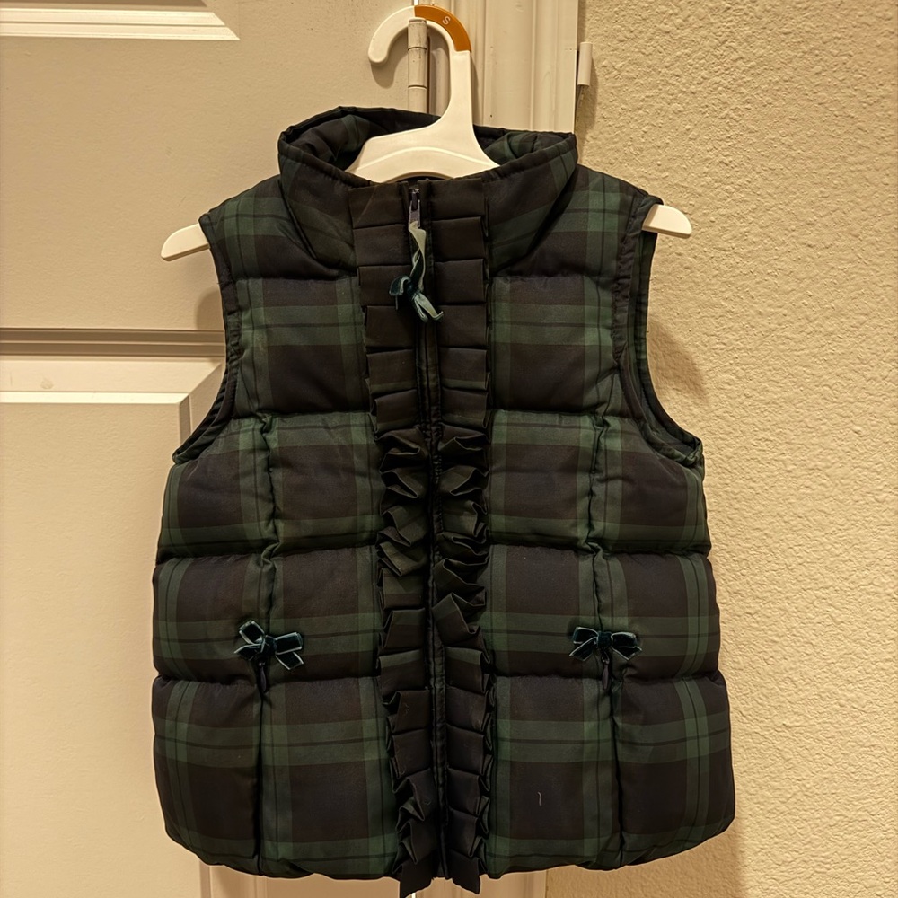 NICHOLAS & BEAR Plaid Puffer Vest with Ruffle Detail